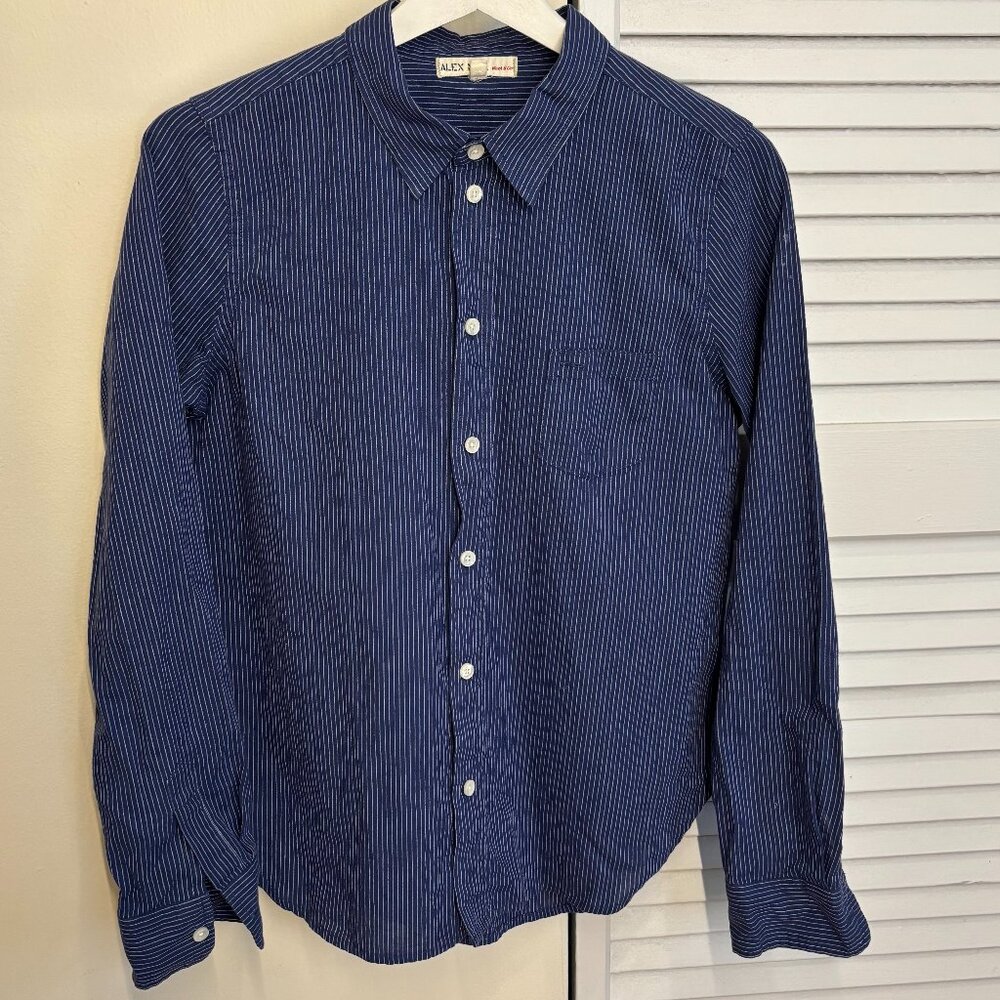 Alex Mill Indigo Striped Boxy Button Down Shirt